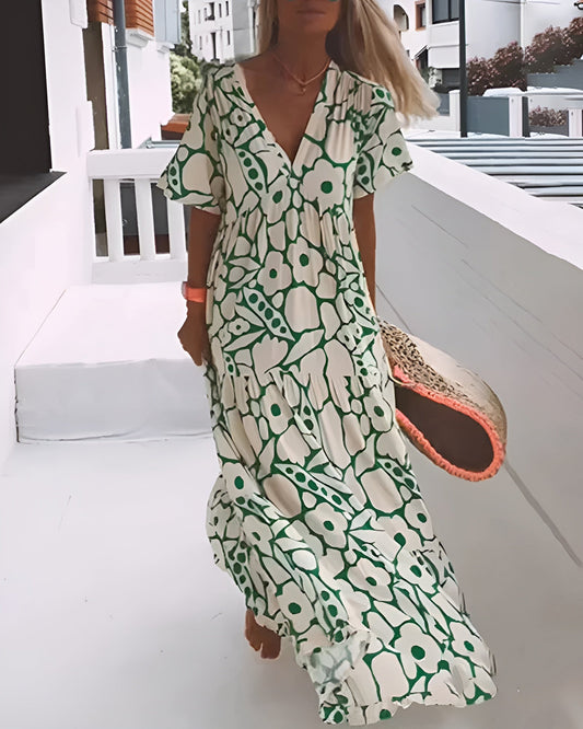 V-Neck Flowy Maxi Dress