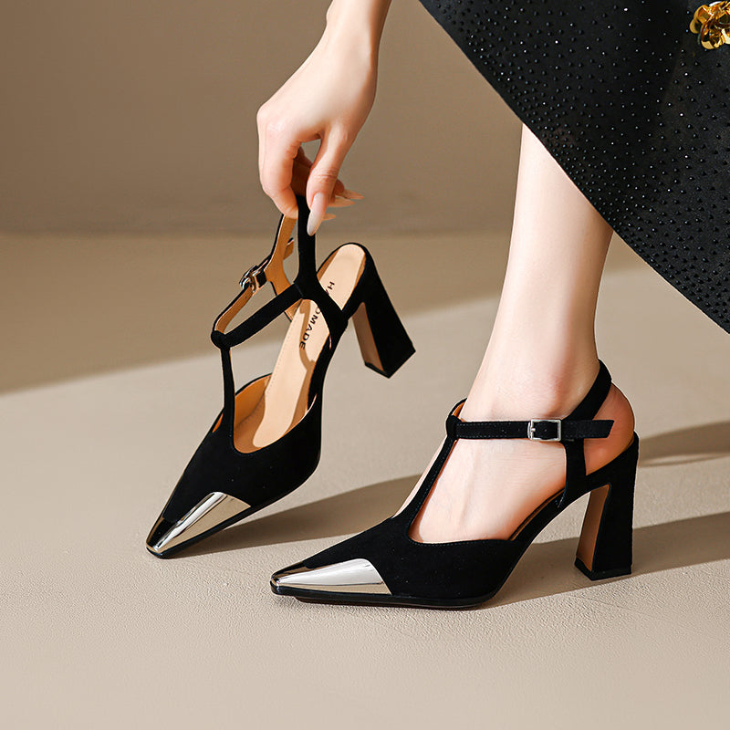 Genuine Suede Block Heels