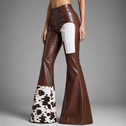 High-Waisted Leather Flare Pants