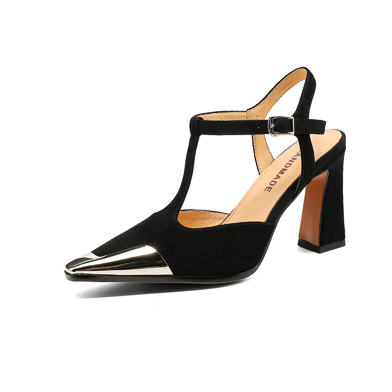 Genuine Suede Block Heels