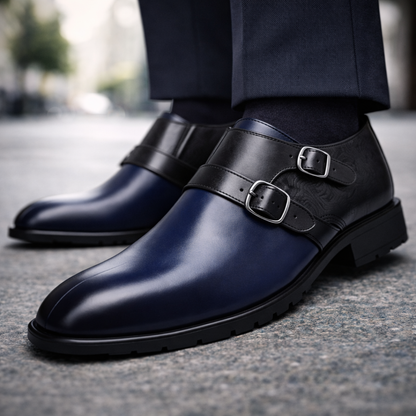 Calvino Orthopedic Italian Leather Monk Strap Shoes