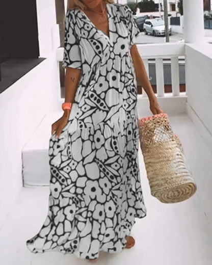 V-Neck Flowy Maxi Dress