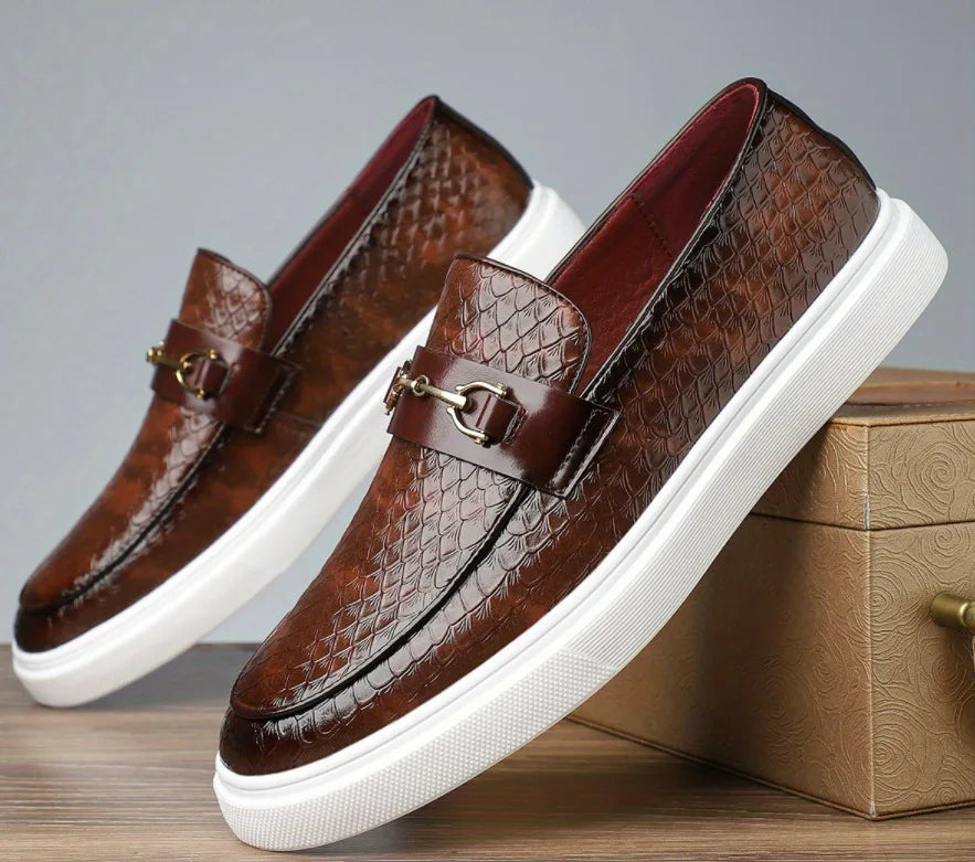 Montaro Croc-Embossed Leather Horsebit Loafers