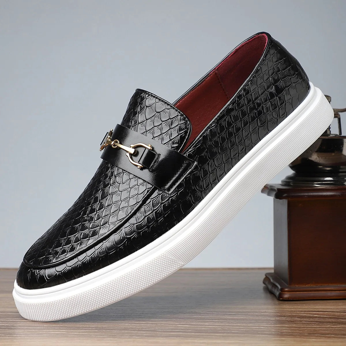 Montaro Croc-Embossed Leather Horsebit Loafers