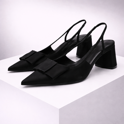 Leather Pointed-Toe Slingback Heels
