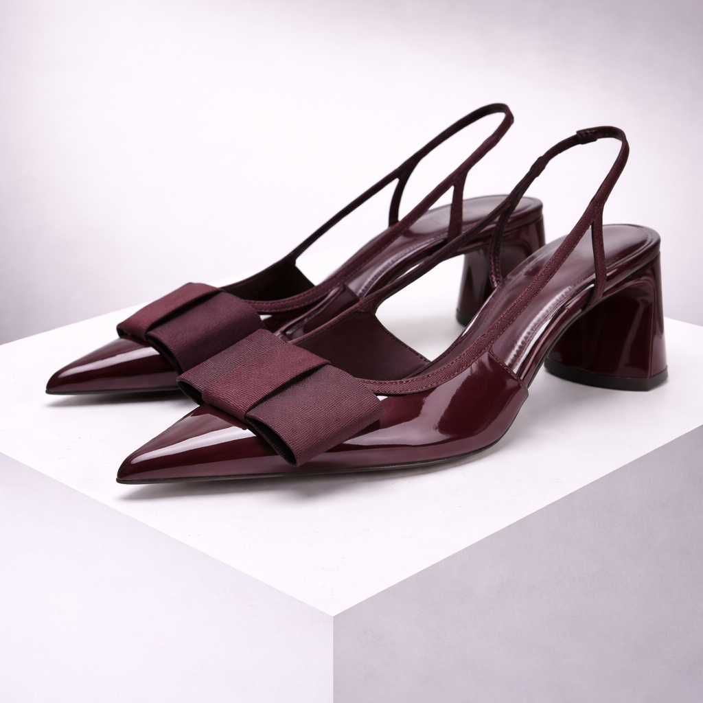 Leather Pointed-Toe Slingback Heels