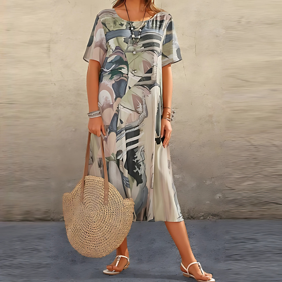 Aveline Abstract Print Midi Dress