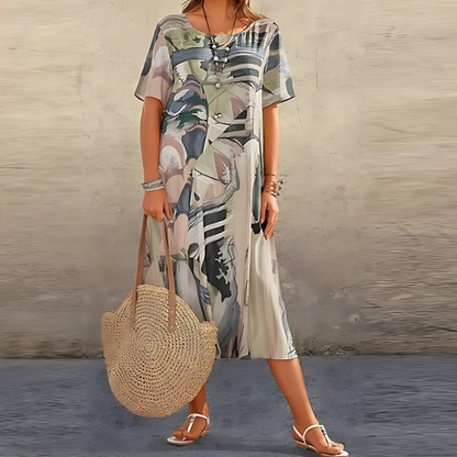 Aveline Abstract Print Midi Dress