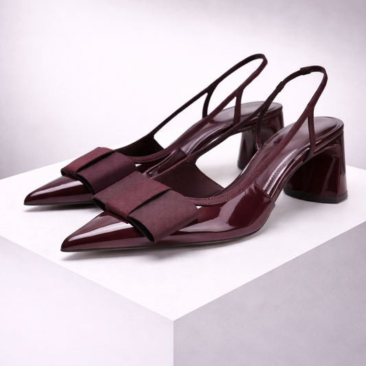 Belina Pointed-Toe Leather Slingback Heels