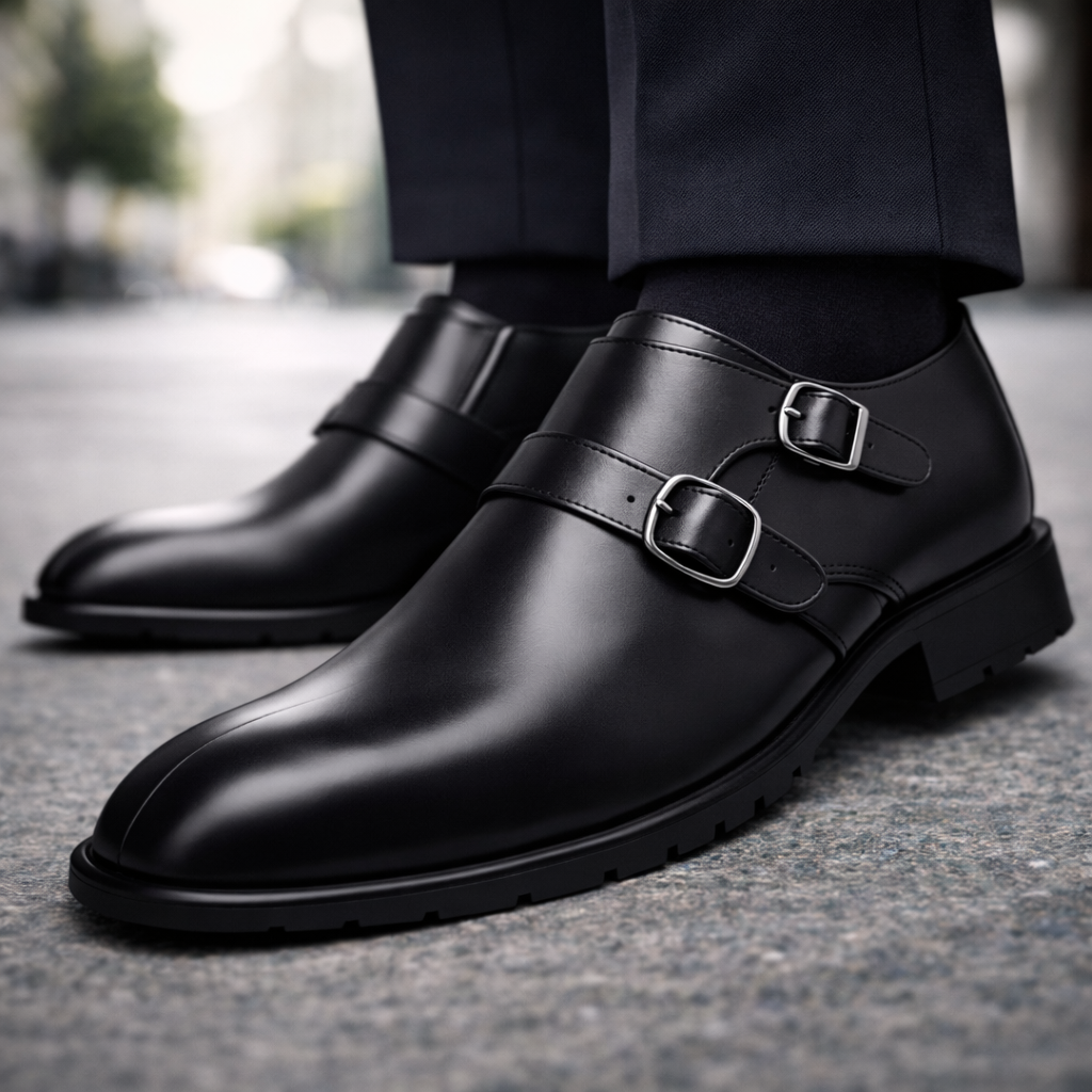Calvino Orthopedic Italian Leather Monk Strap Shoes