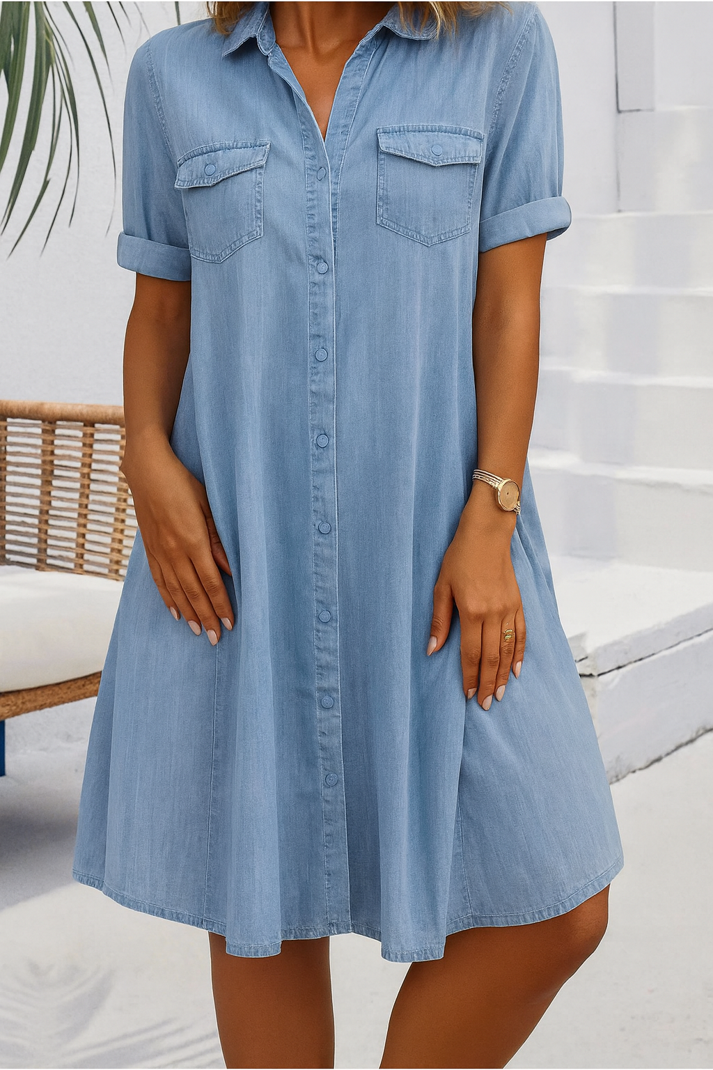 Lightweight Button-Down Shirt Dress