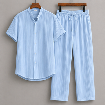 Men's Linen Shirt and Drawstring Pants Set