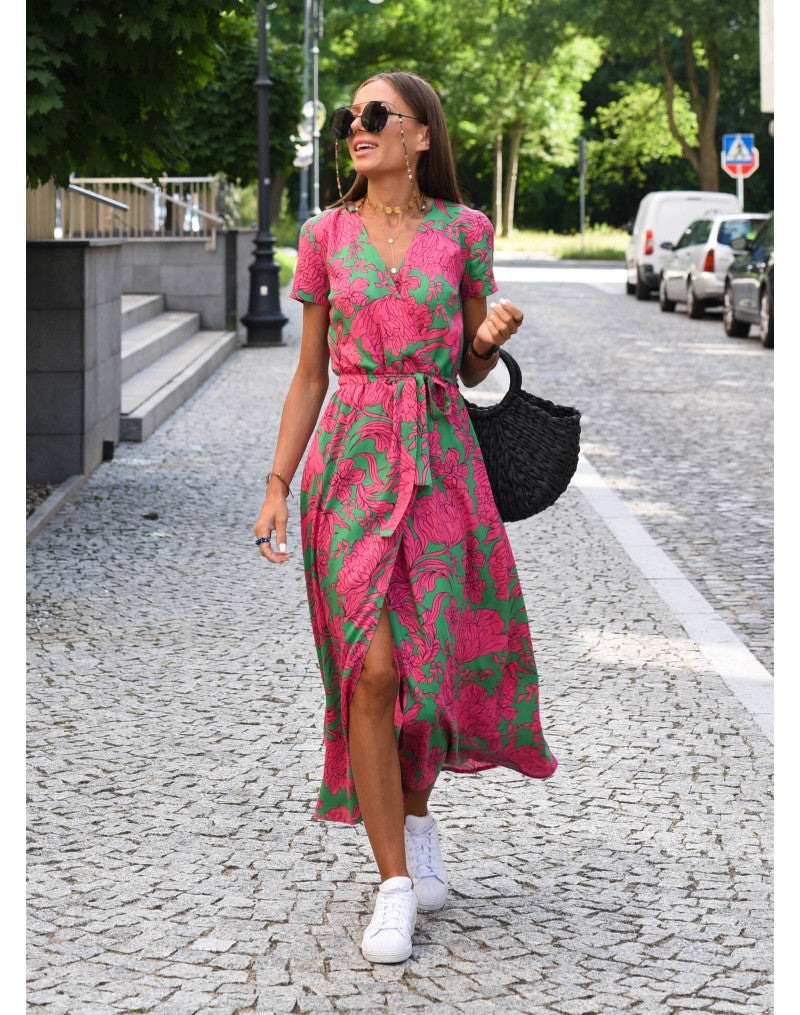 Lorena Floral Wrap Midi Dress