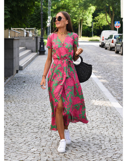 Lorena Floral Wrap Midi Dress