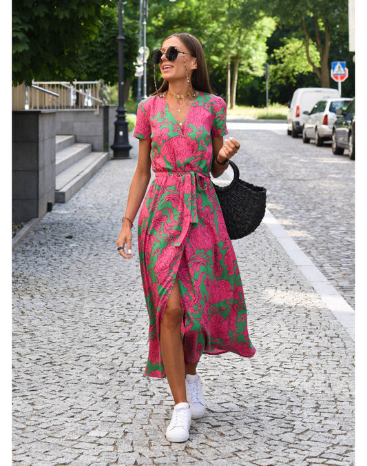 Lorena Floral Wrap Midi Dress