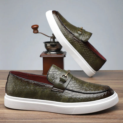 Montaro Croc-Embossed Leather Horsebit Loafers