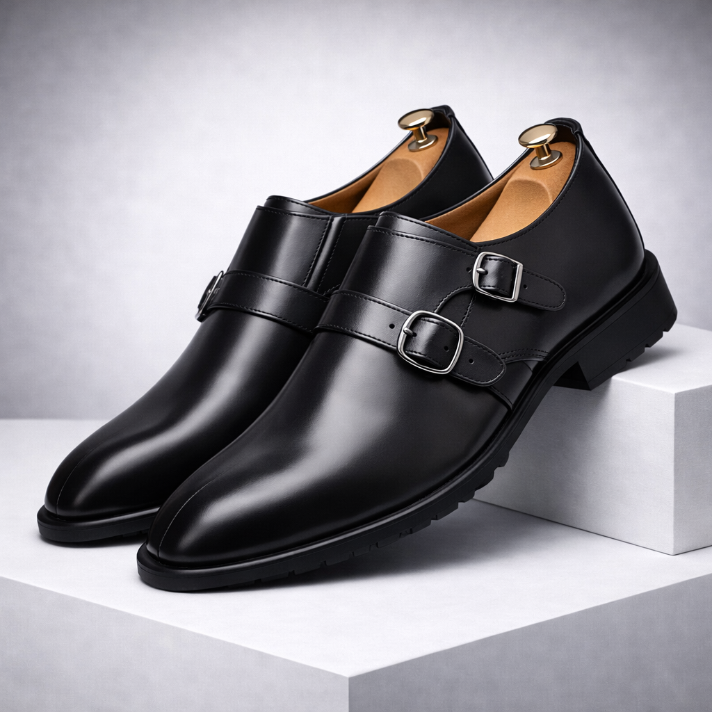 Calvino Orthopedic Italian Leather Monk Strap Shoes