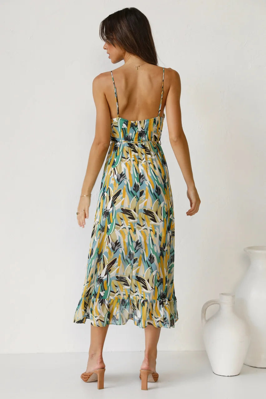 Floral Spaghetti Strap Midi Dress