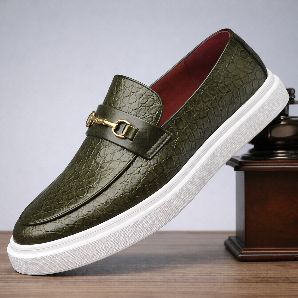 Montaro Croc-Embossed Leather Horsebit Loafers
