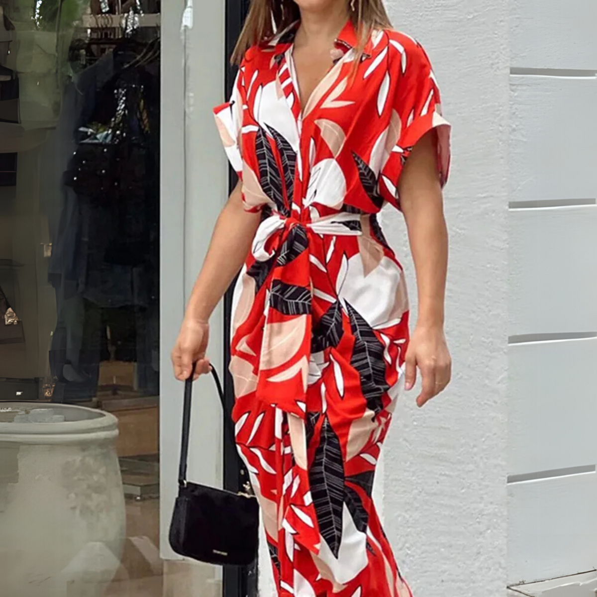 Floral Tie-Front Maxi Dress
