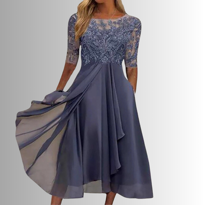 Lace Chiffon Maxi Dress
