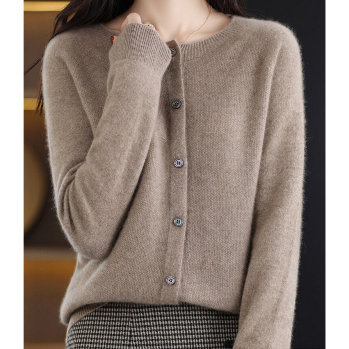 Knit Cardigan for Women - Brown