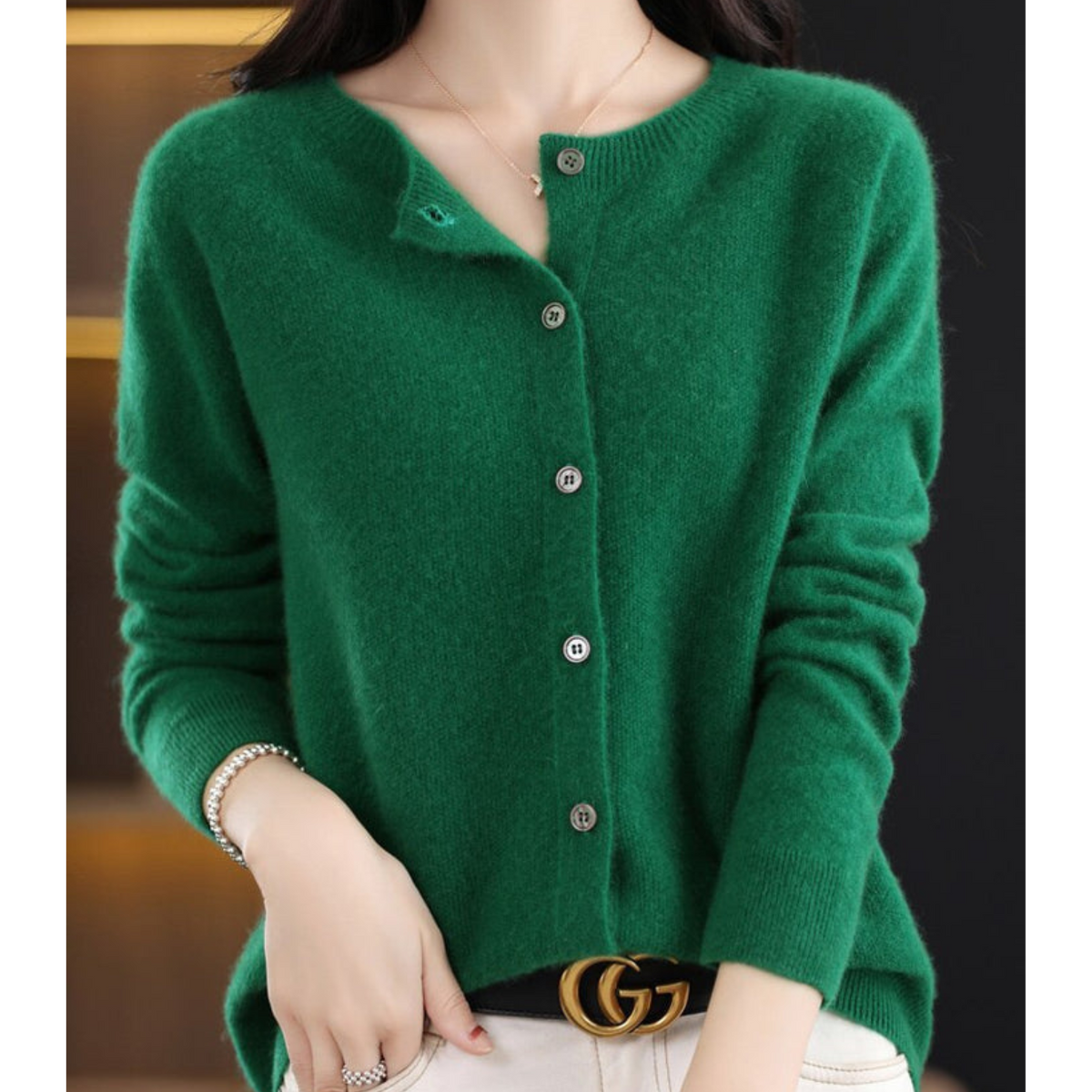 Knit Cardigan for Women - Dark Green