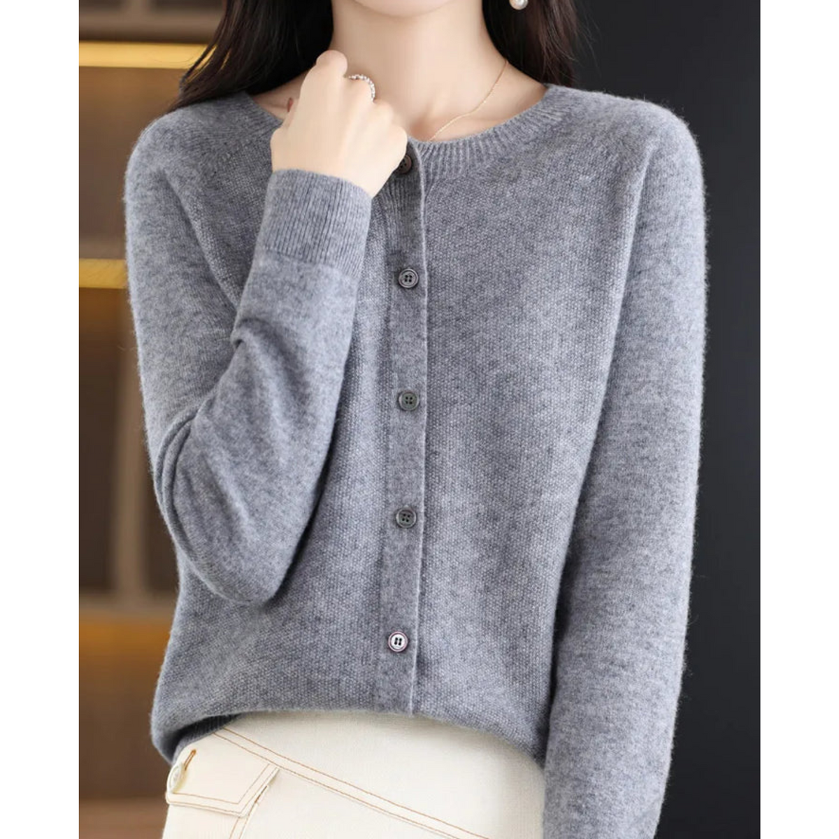 Knit Cardigan for Women - Gray