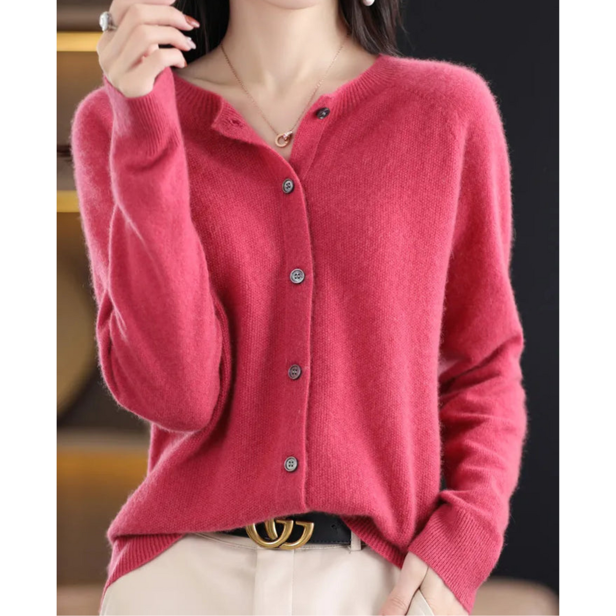 Knit Cardigan for Women - Hot pink