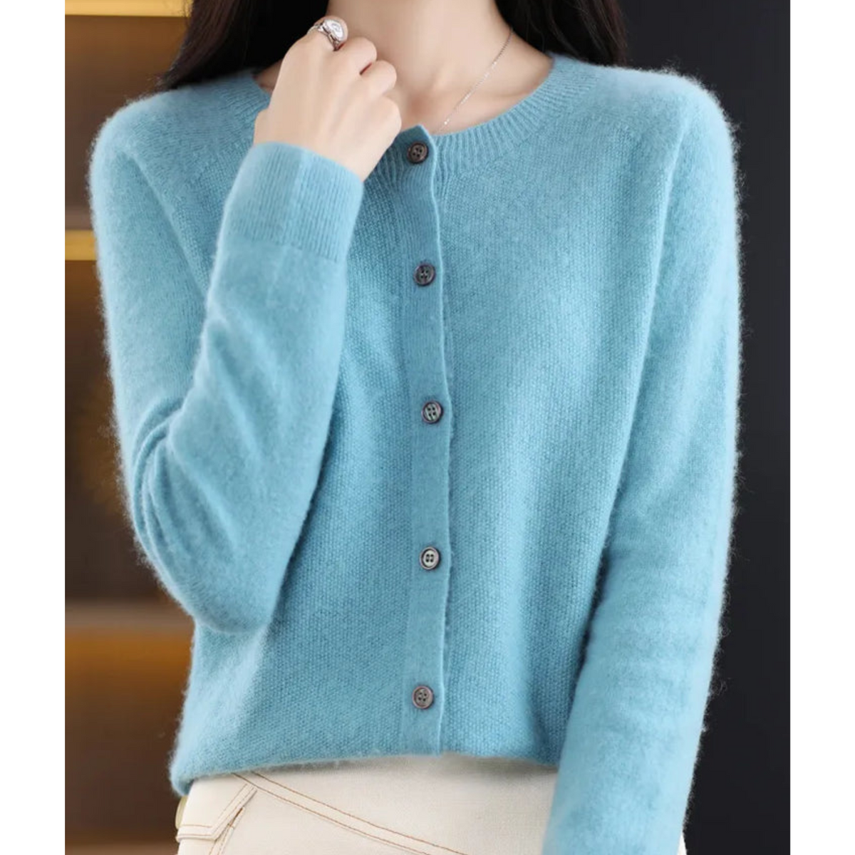 Knit Cardigan for Women - Light Blue