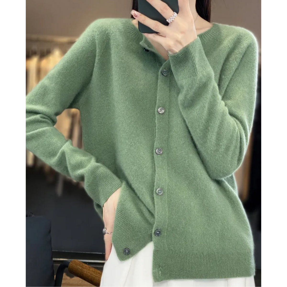 Knit Cardigan for Women - Light Green