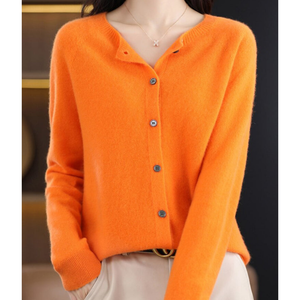 Knit Cardigan for Women - Orange