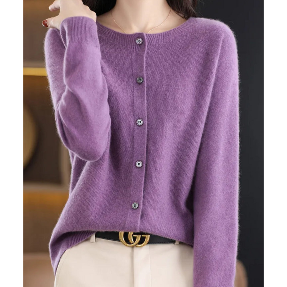 Knit Cardigan for Women - Purple