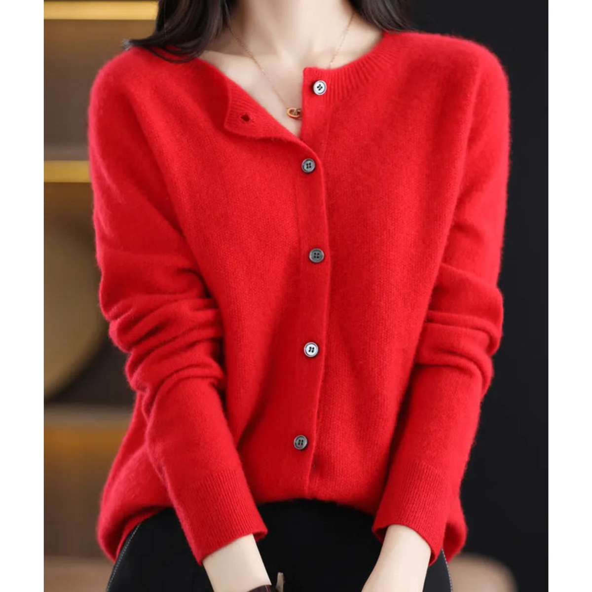 Knit Cardigan for Women - Red