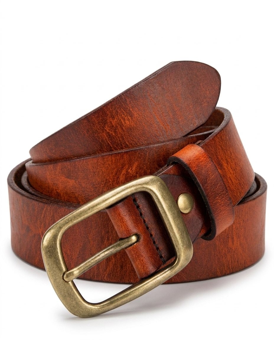 Leather Belt for Men - Saddle Brown