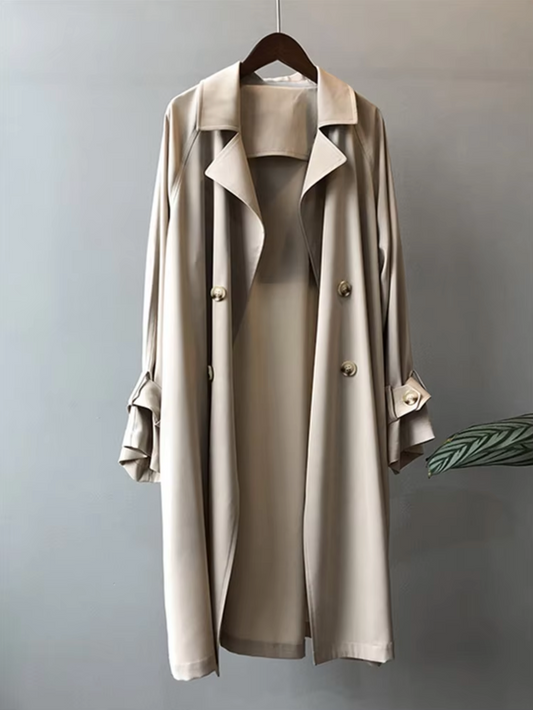 Long Waterproof Trench Coat - Beige