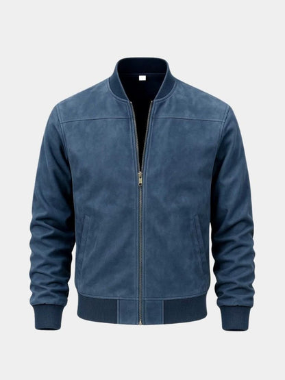 Longline Draped Bomber Jacket - Blue
