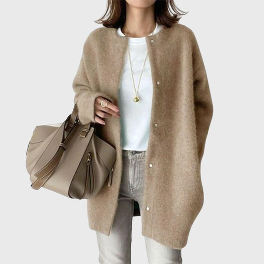 Longline Open-Front Cardigan - Khaki-Brown