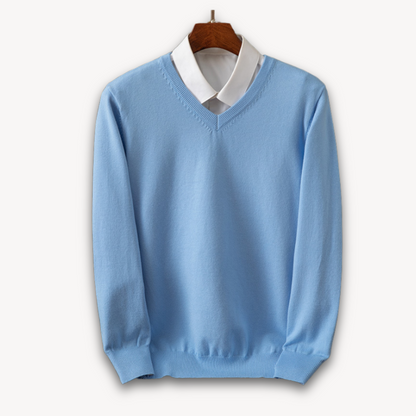 Men’s V-Neck Sweater - Light blue