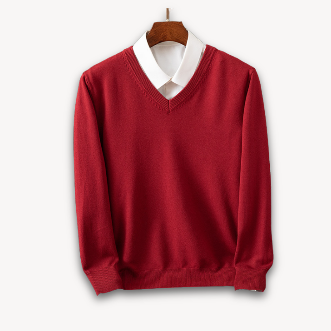 Men’s V-Neck Sweater - Red