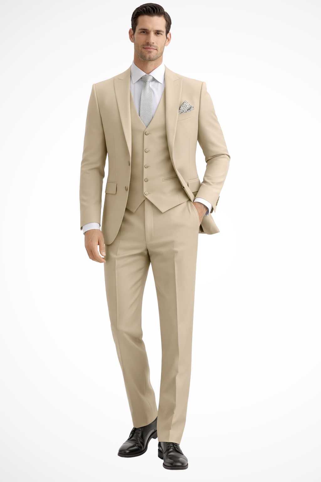 Men Slim Fit 3-Piece Wedding Guest Peak Lapel Suit
