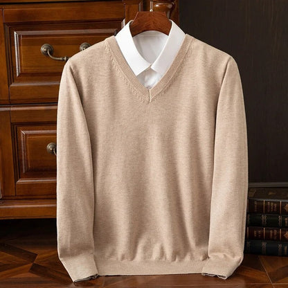 Olympia Cashmere V-Neck Sweater - Beige