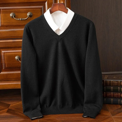 Olympia Cashmere V-Neck Sweater - Black