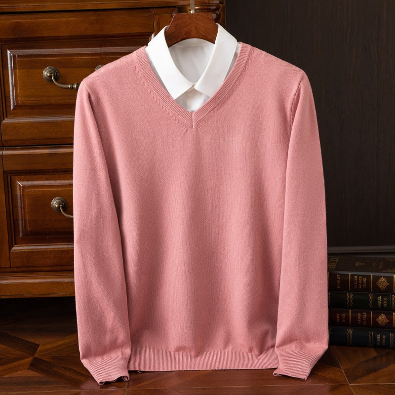 Olympia Cashmere V-Neck Sweater - Pink