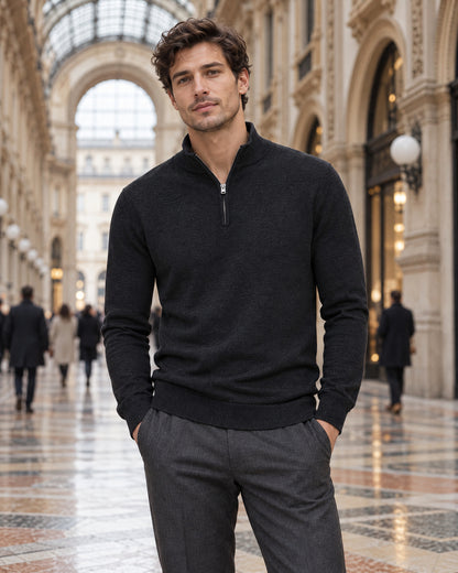Quarter-Zip Knit Sweater for Men – on-model photo