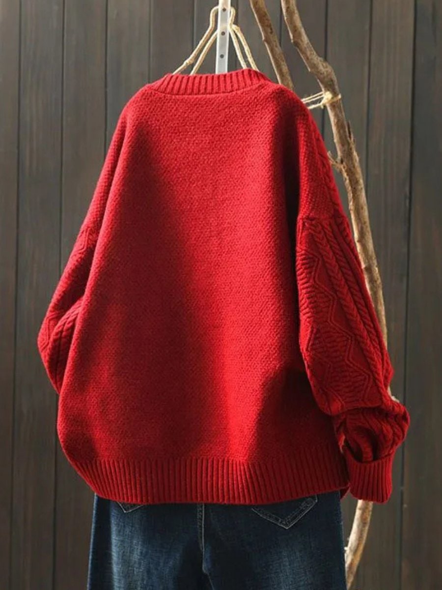 Oversized Cable-Knit Button-Down Cardigan Sweater for Women