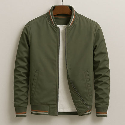 Oversized Zip-Up Bomber Jacket for Men - Green