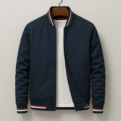 Oversized Zip-Up Bomber Jacket for Men - Navy Blue