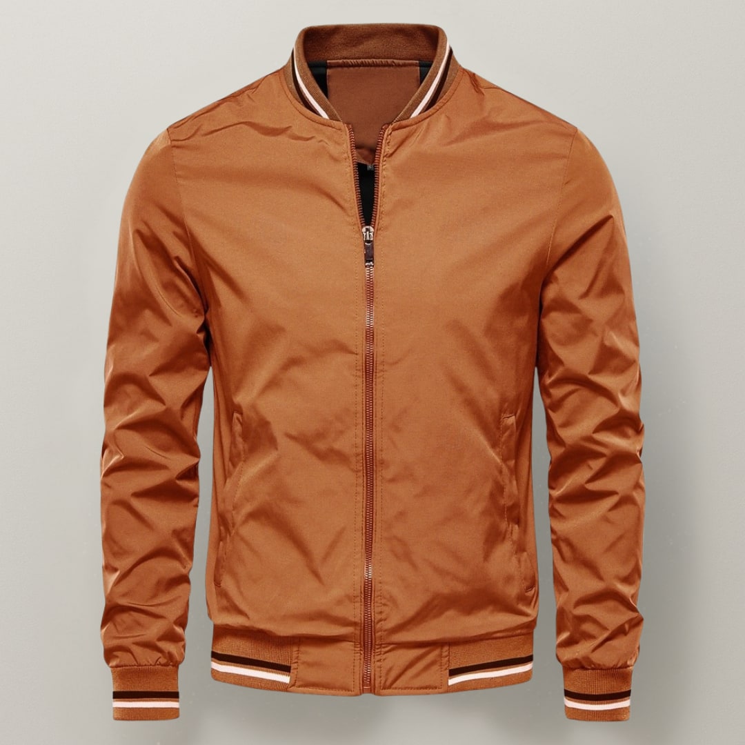 Oversized Zip-Up Bomber Jacket for Men - Orange