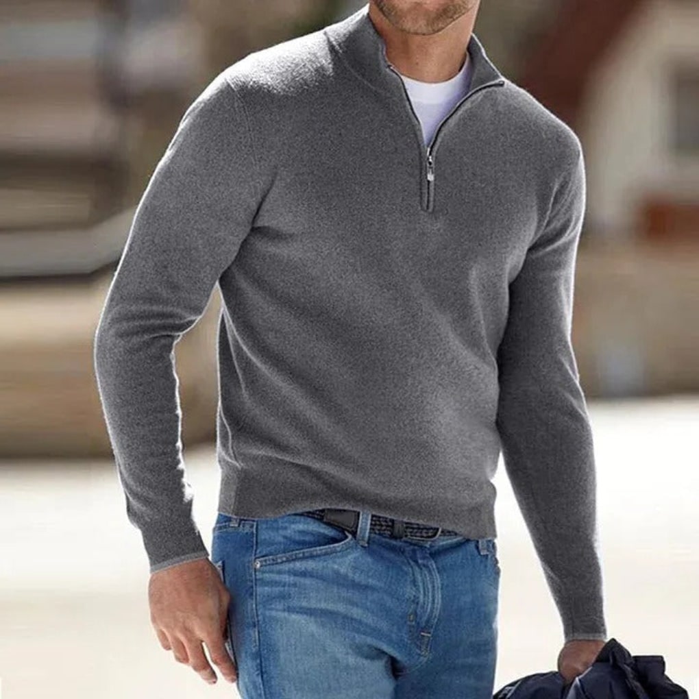 Polyester Knit Sweater for Men - Gray